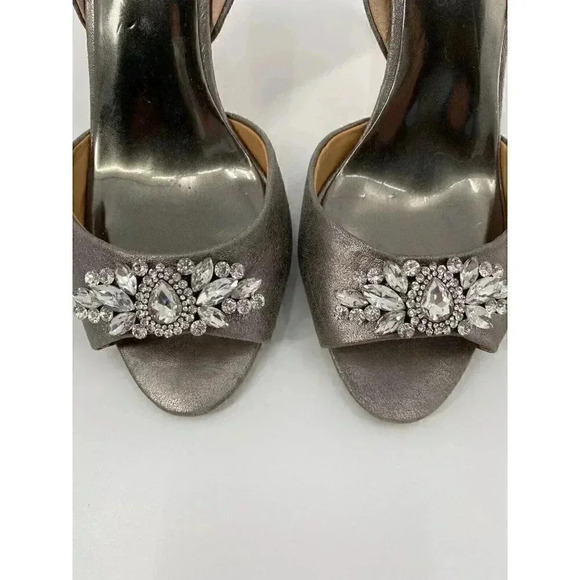 BADGLEY MISCHKA Womens Giana II Open Toe D-orsay Silver Metallic Pewter 9.5 - Picture 4 of 10